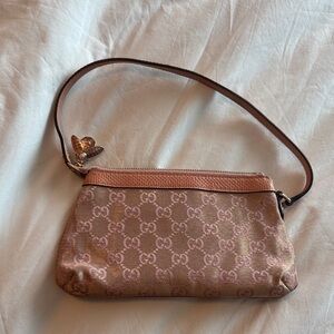 Gucci Pink and Brown Monogram Clutch